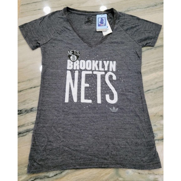 adidas Originals Tops - Adidas Brooklyn Nets NBA Women's T-Shirt Medium Gray